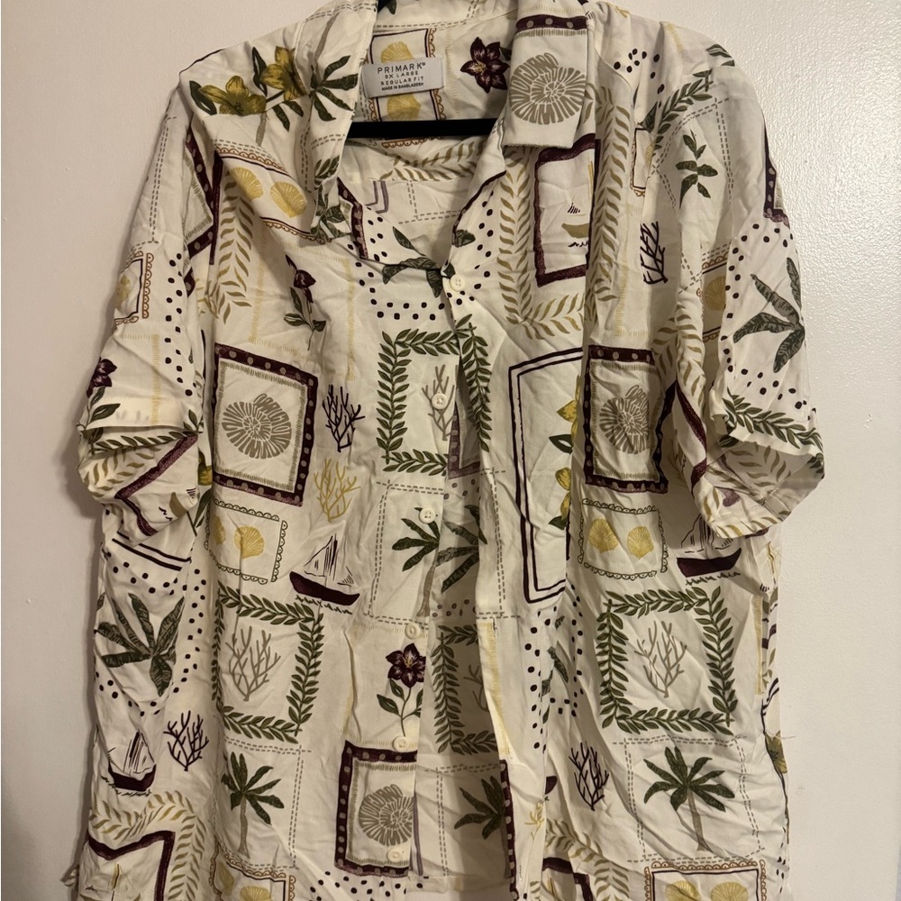 Primark Men’s Tropical Print Short Sleeve Button-Down Shirt 3XL New